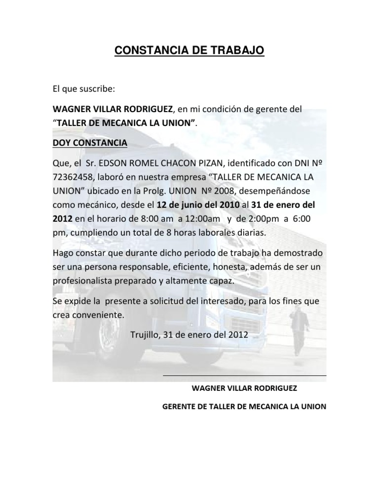 Constancia de Trabajo