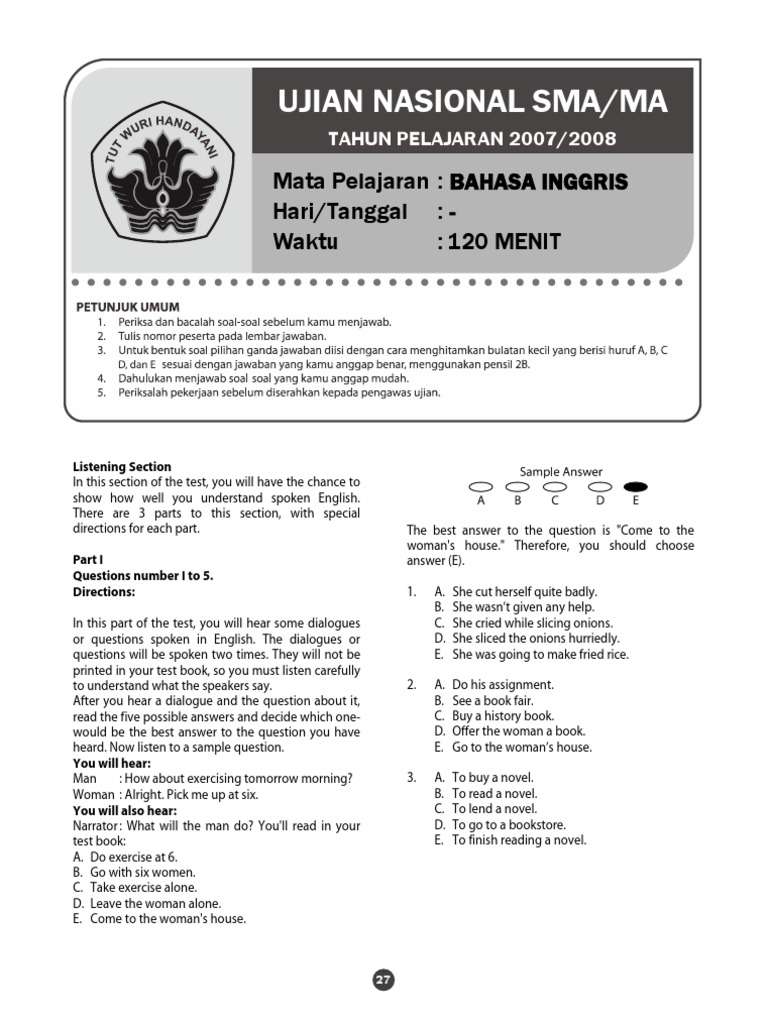Contoh Soal Un Bahasa Indonesia Smk Dan Pembahasan