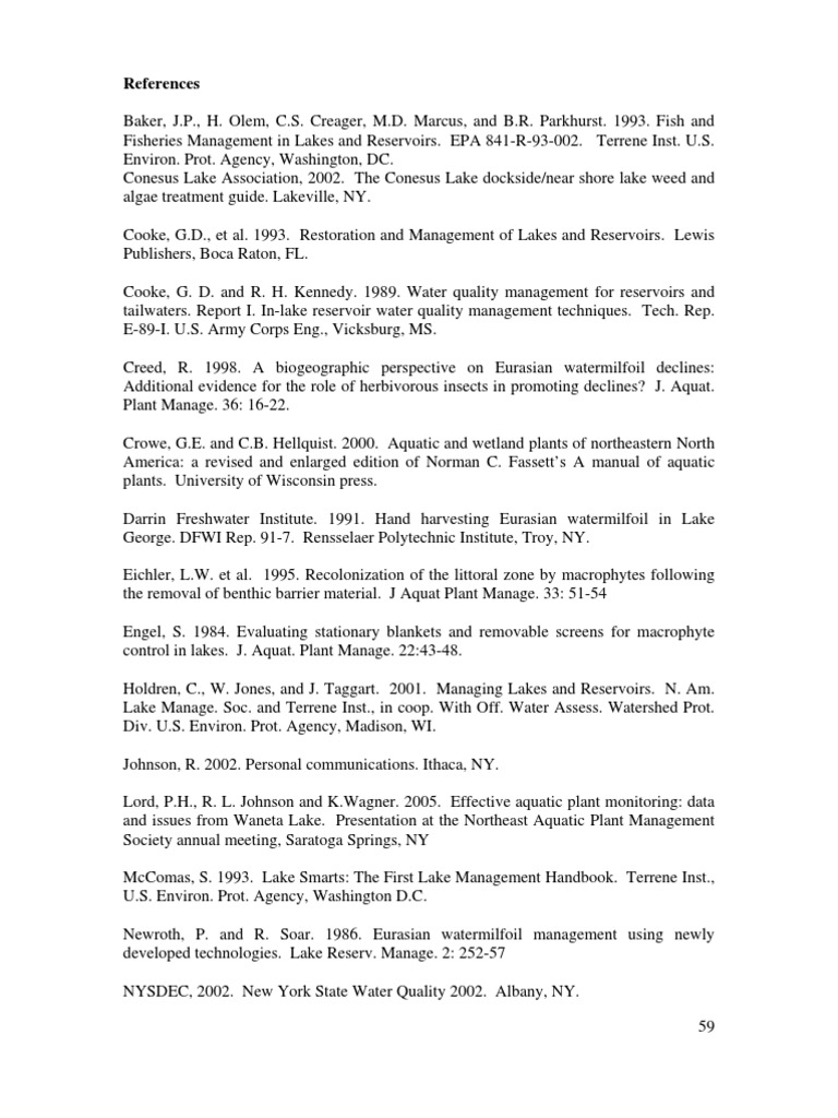Elemen of an Aquatic Plant Management Plan | Introduced Species | Invasive  Species