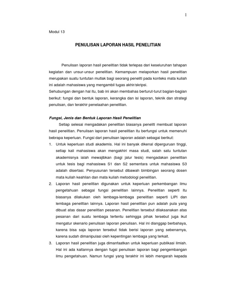 Modul 13 Penulisan Laporan Hasil Penelitian