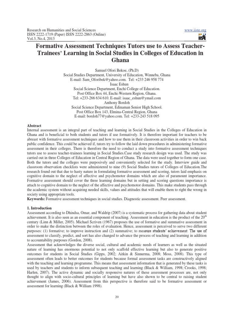 Formative Assessment in Ghana's Social Studies | PDF | Educational ...
