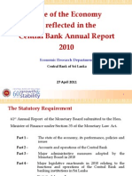State of The Economy As Reflected in The Central Bank Annual Report 2010