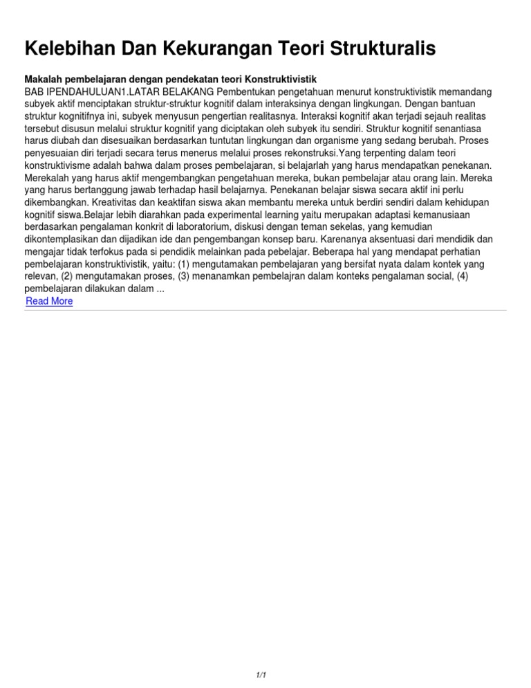 Kelebihan Dan Kekurangan Teori Strukturalis Kelebihan Dan Kekurangan Teori Strukturalis