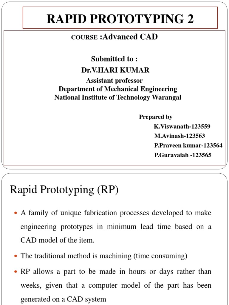 Overview of Rapid Prototyping Techniques | PDF | 3 D Printing | Manmade ...