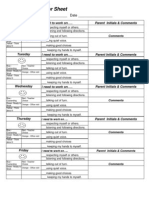 Weekly Behavior Sheet: Name - Date