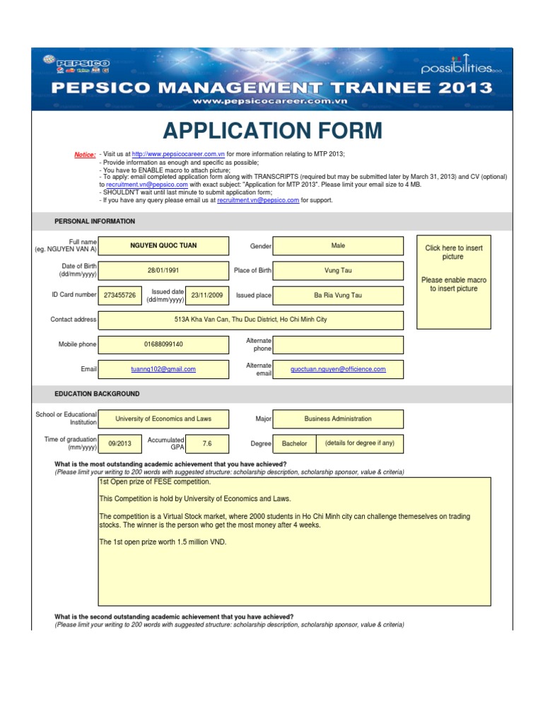 Application Form MTP 2013 External Master Of Business Administration