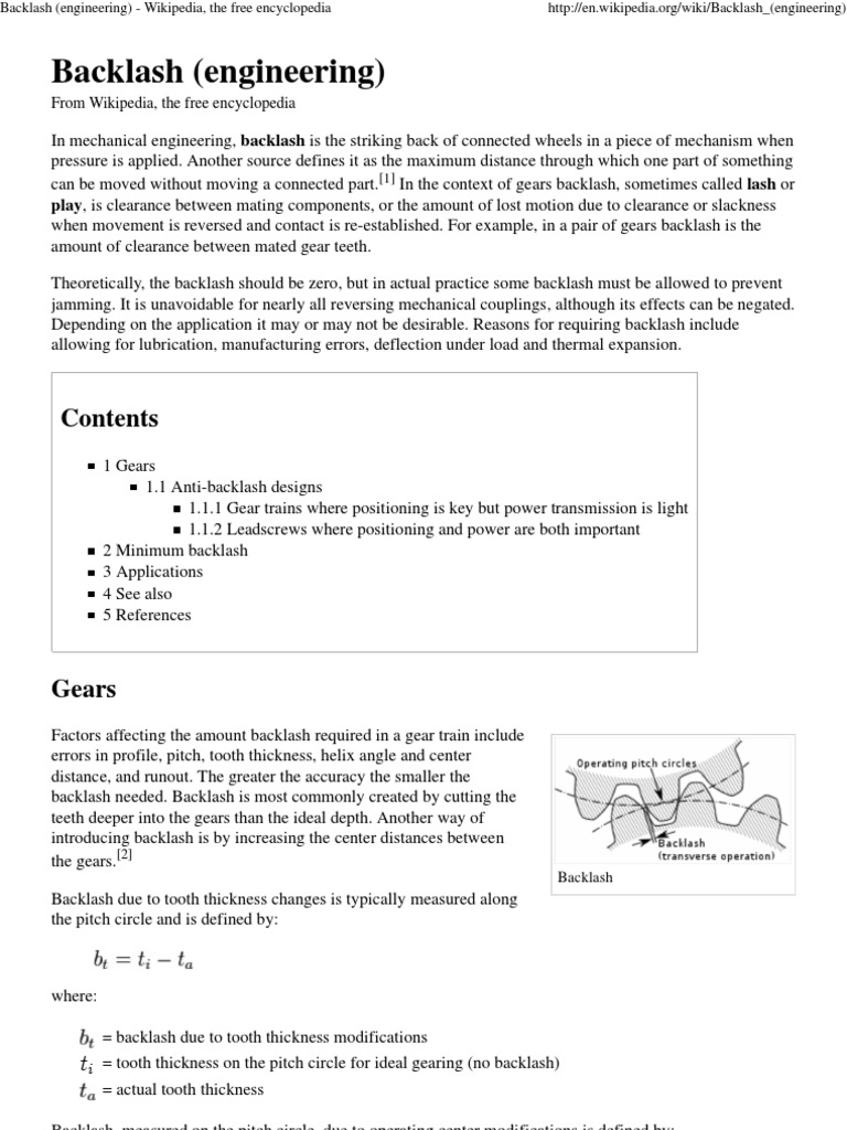 Backlash (Engineering) Wikipedia, The Free Encyclopedia Gear Machines