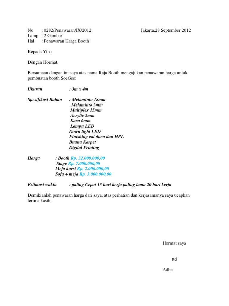 Contoh Surat Penawaran Event Organizer Contoh Surat