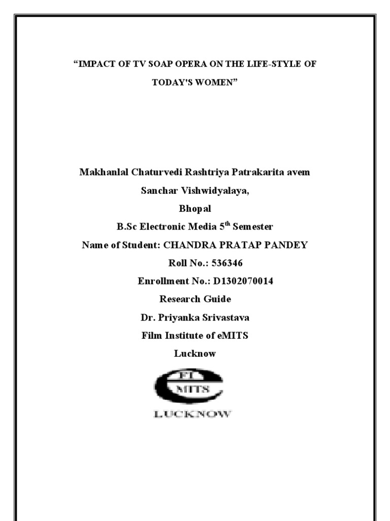 Impact of TV Soap Opera On The LifeStyle of Today's Women PDF