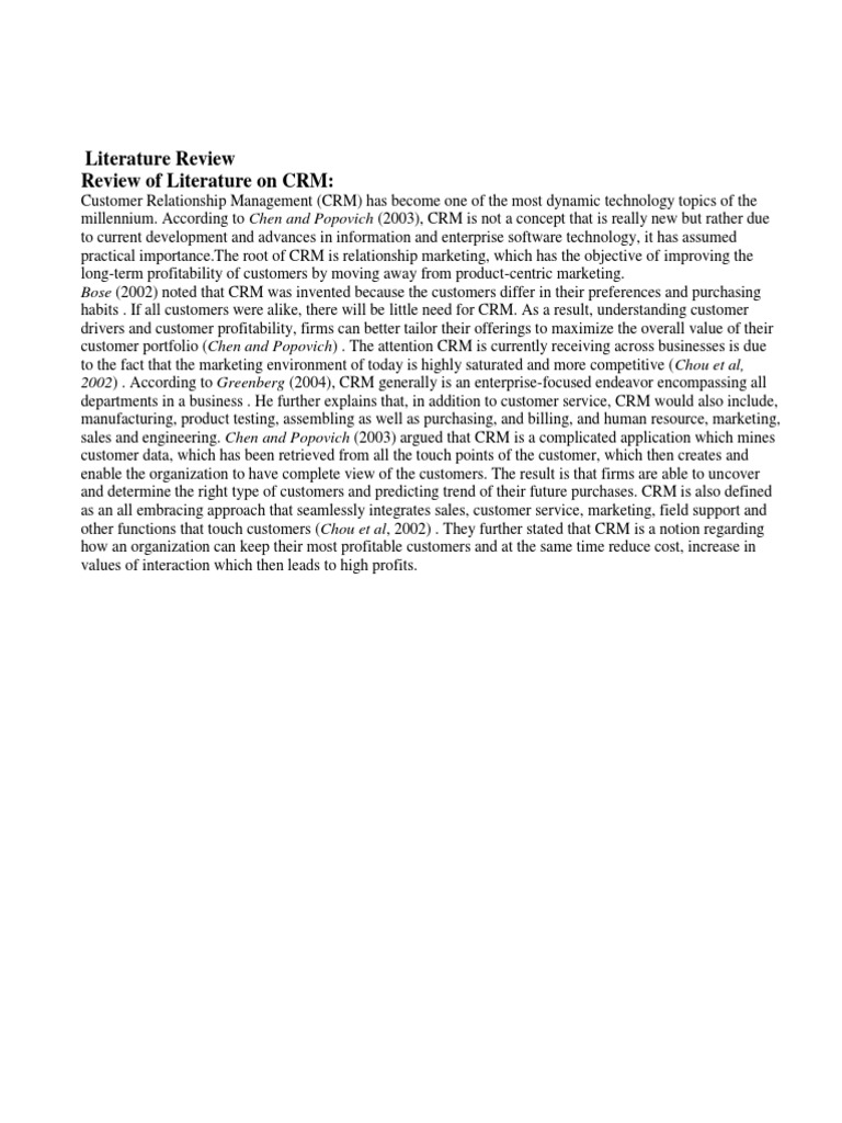 literature review customer relationship management banking