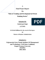 A Final Project Report On "Role of Training and Development in Private Banking Sector"