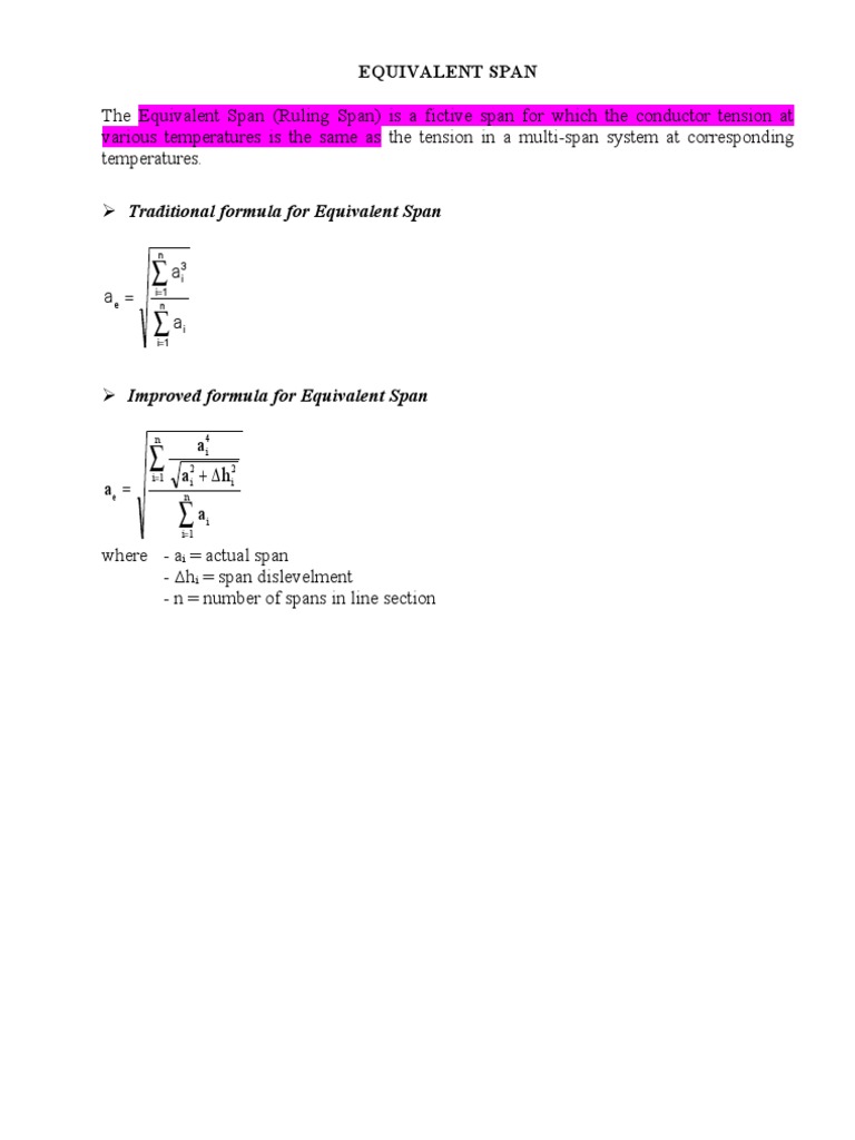 Ruling Span Calculation and Formulas | PDF