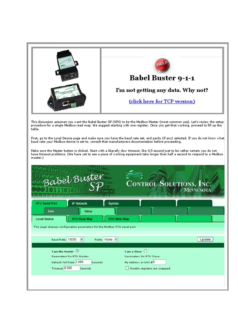 Babel Buster SPX SNMP Modbus PDF Bit Communications Protocols
