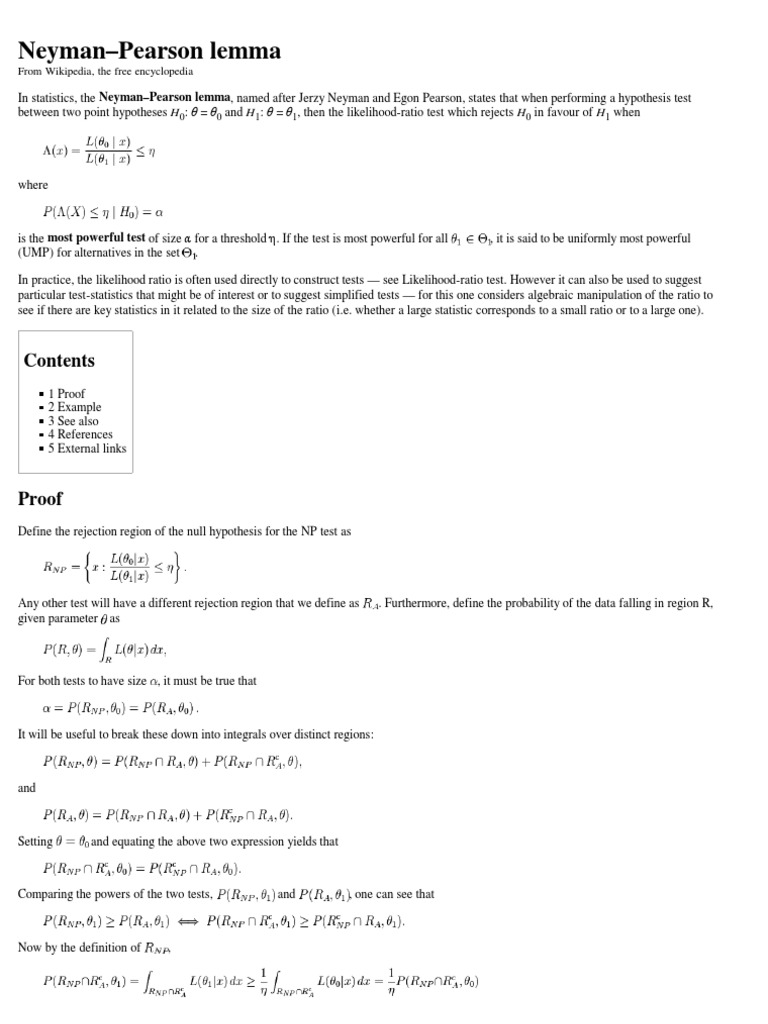 Neyman Pearson Lemma Statistical Hypothesis Testing Epistemology Of Science