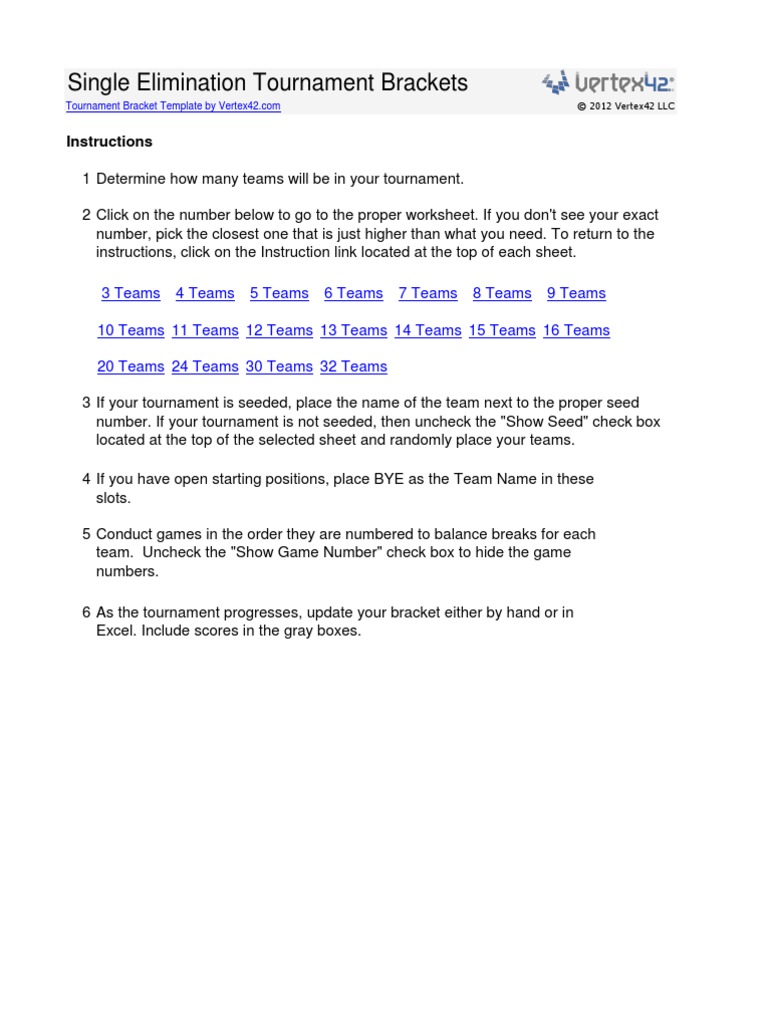Single Elimination Bracket Pdf