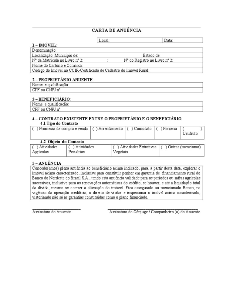 Carta de Anuência