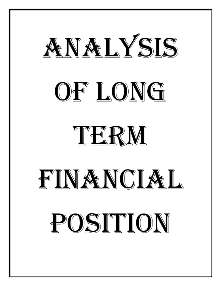 Cover Page of Analysis of Long Term Financial Position | PDF