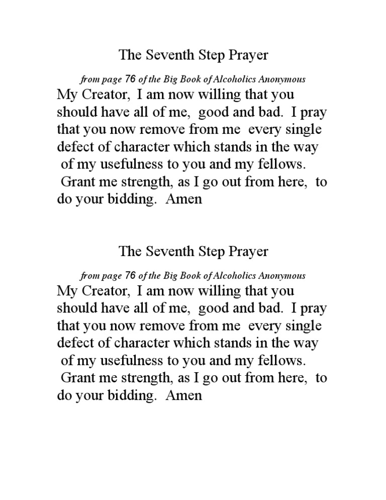 The Seventh Step Prayer Pdf