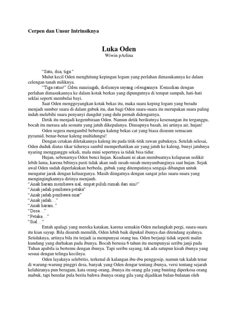 Cerpen Dan Unsur Intrinsiknya