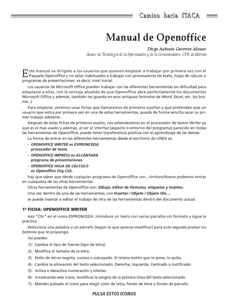 Manual de Introducción a OpenOffice | PDF | Comillas | Hoja de cálculo