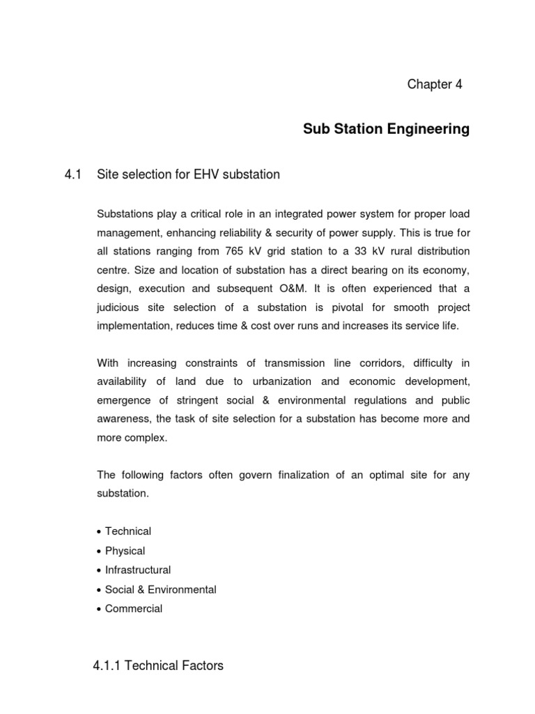 EHV Substation Site Selection Guide | PDF | Electrical Substation ...