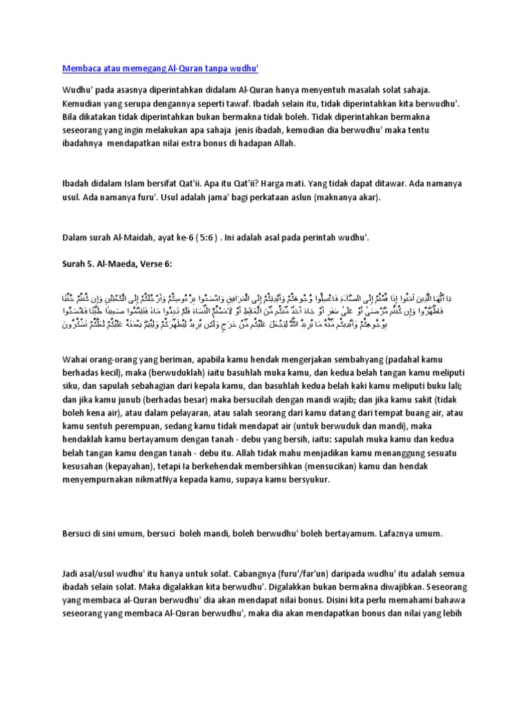 Hukum Baca Dan Pegang Alquran Pdf