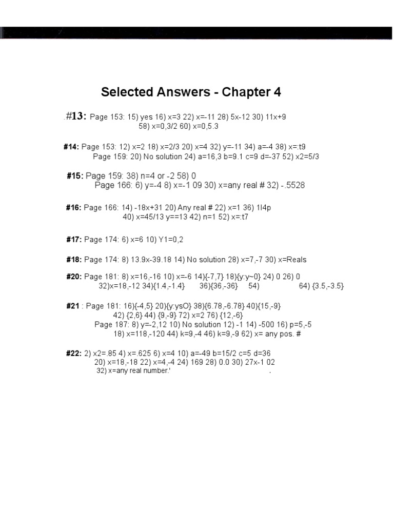 Selected Answers - Chapter 4: #15: Page 159: 38) N 4 or - 2 58) 0 | PDF