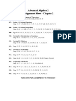 Advanced Algebra 2 Assignment Sheet - Chapter 2