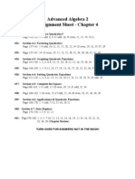 Advanced Algebra 2 Assignment Sheet - Chapter 4