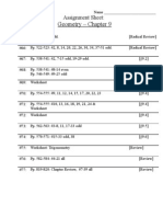 Geometry - Chapter 9: Assignment Sheet