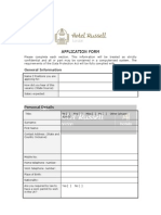 Hotel Rusell - Job Application Form