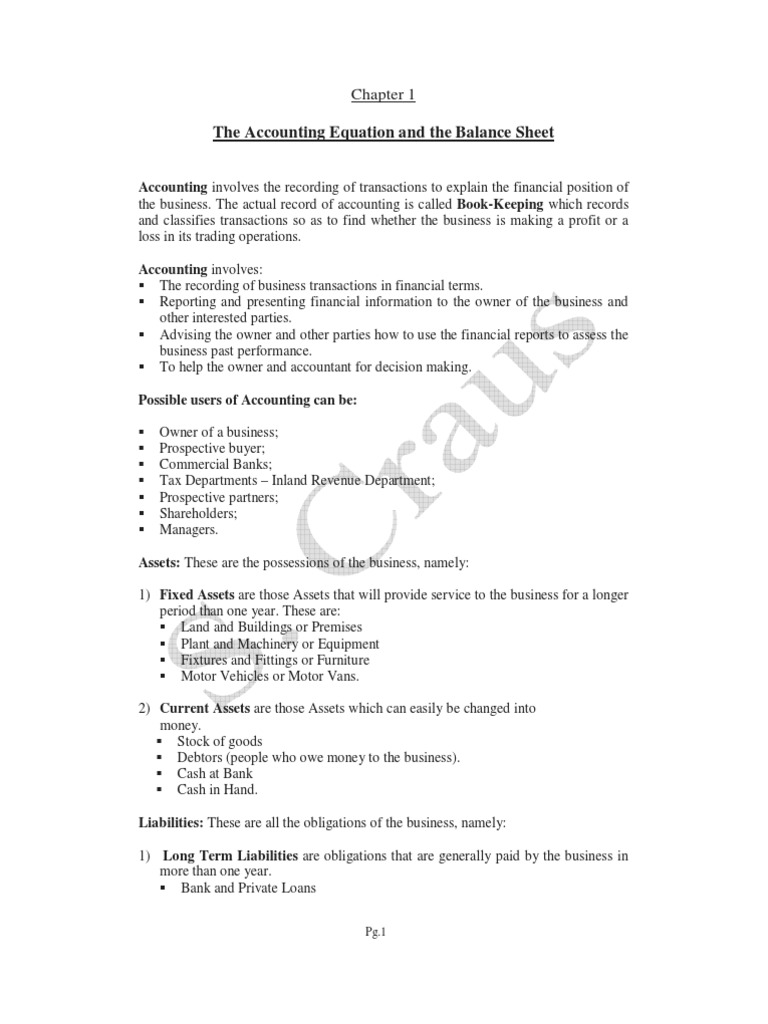 The Accounting Equation and The Balance Sheet | PDF | Balance Sheet ...