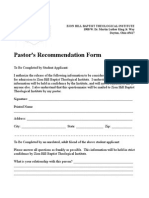 Pastors Recommendation Form