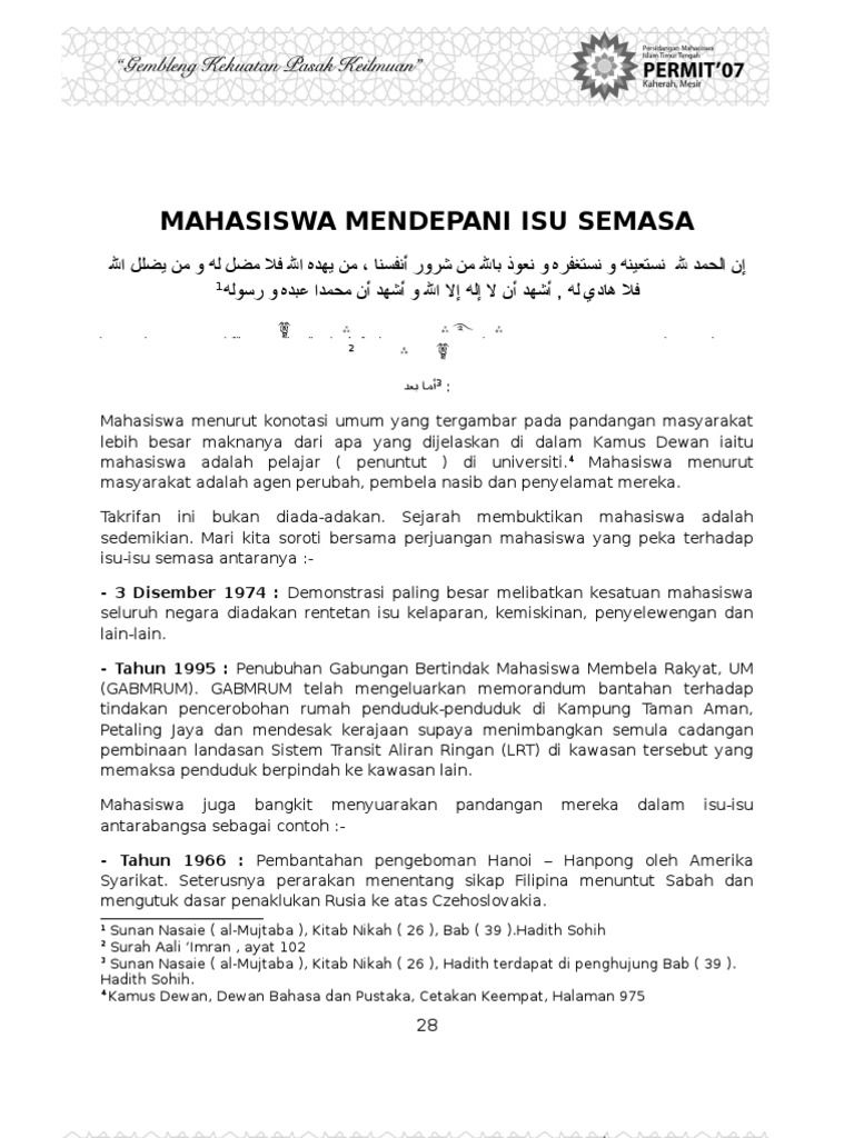 Mahasiswa Mendepani Isu Semasa Pdf