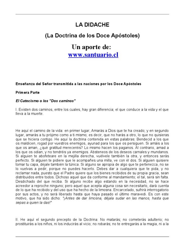 Didache, La Doctrina de Los Apostoles | PDF | orador del Señor | Profeta
