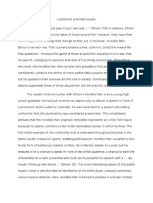 Реферат: Inivisble Man Analysis Essay Research Paper I