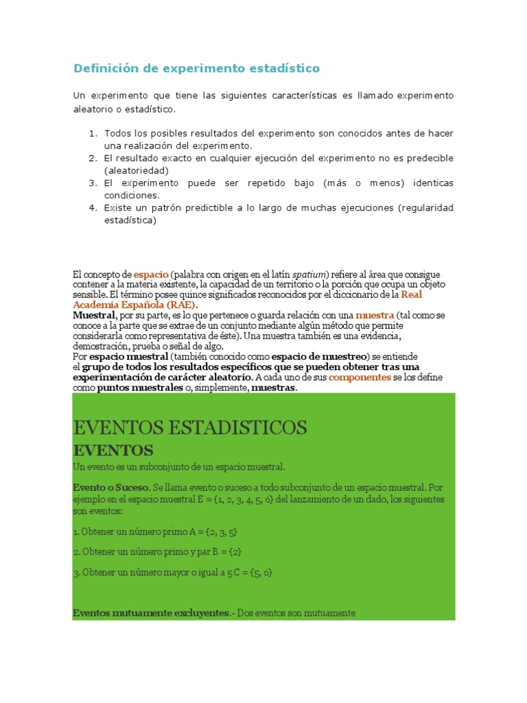 Definición de Experimento Estadístico | PDF | Aleatoriedad | Muestreo