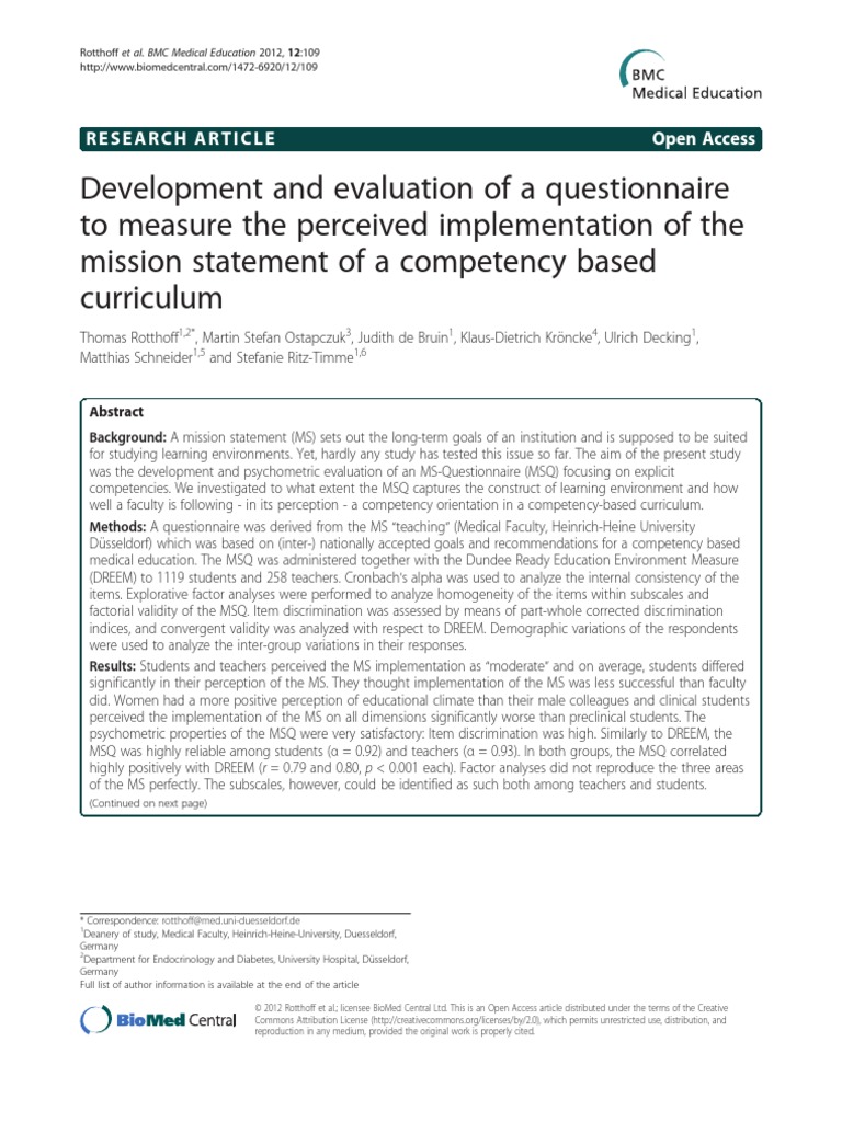 Development and Evaluation of A Questionnaire To Measure The Perceived ...