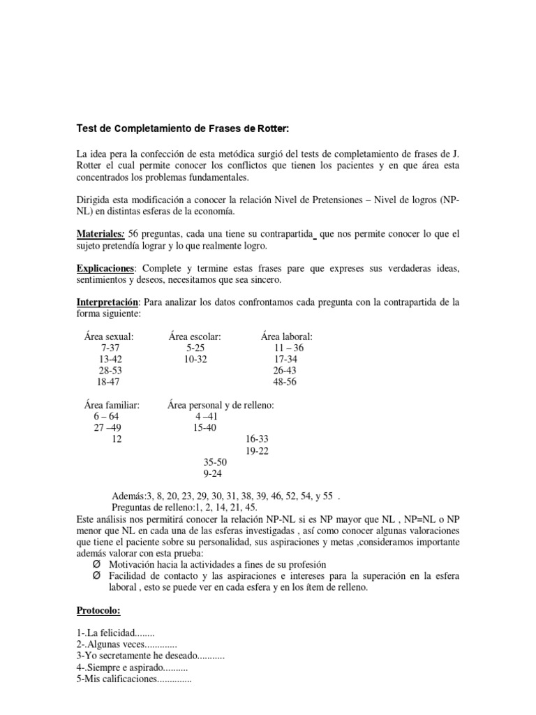 Test de Completamiento de Frases de Rotter