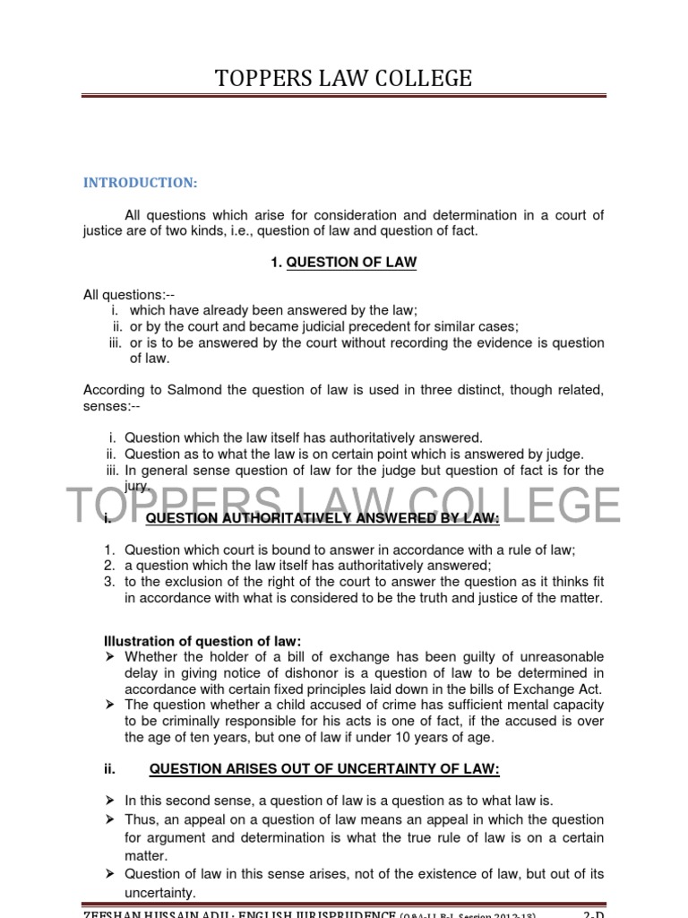 Question of law and fact.pdf Question Of Law Jurisprudence