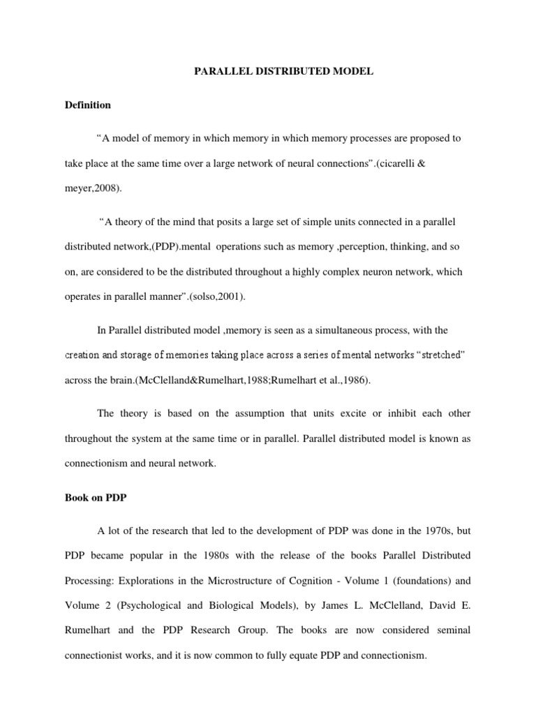 Parallel Distributed Model | PDF | Neuropsychological Assessment ...