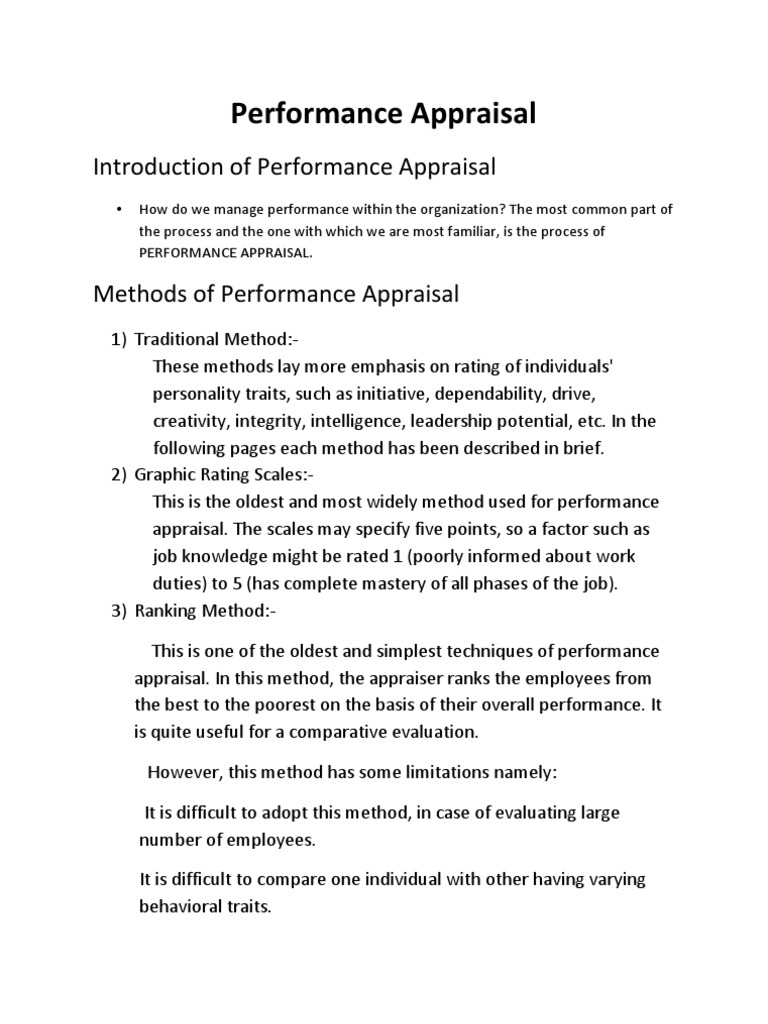 Performance Appraisal Methods Explained | PDF