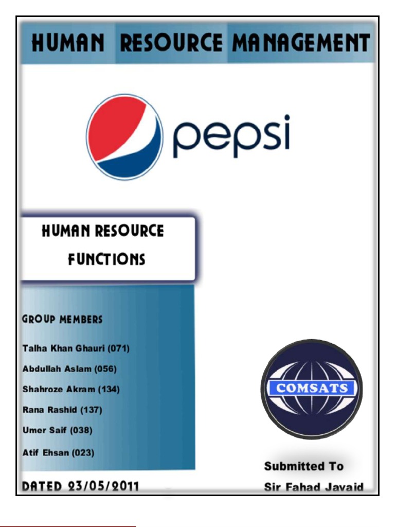 Pepsi HR Functions PDF Human Resource Management Pepsi