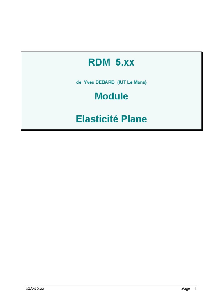 Elasticité Plane - RDM PDF | PDF | Méthode des éléments finis ...