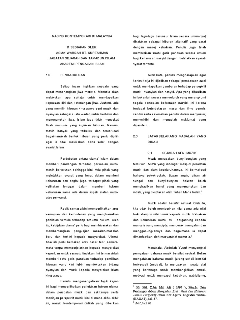 Asmah Nasyid Kontemporari Di Malaysia Pdf