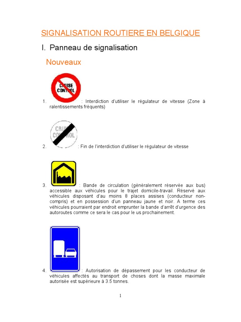 Panneaux de signalisation en Belgique | PDF | Autoroute | Transport routier