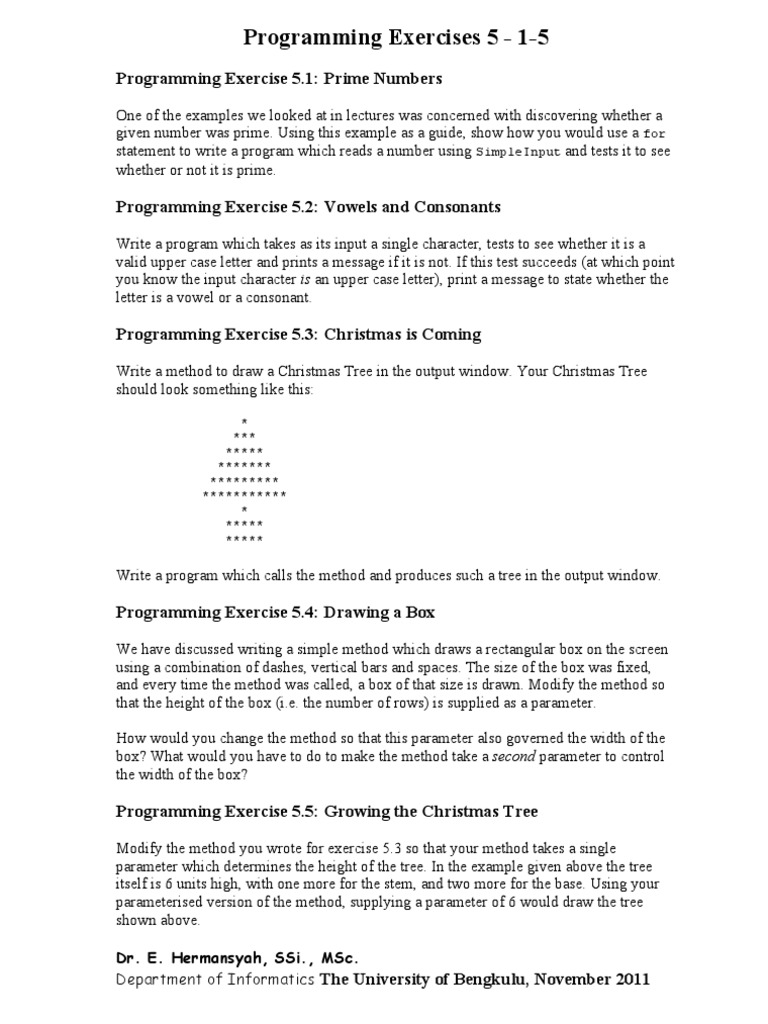 Programming Exercises 5 - 1-5: For Simpleinput | PDF | Computers