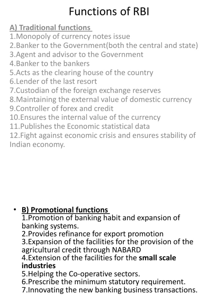 Functions of RBI | PDF