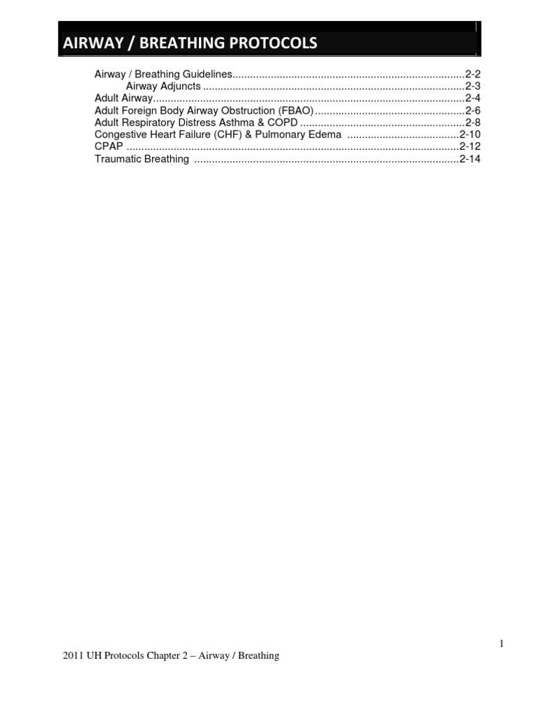 Airway / Breathing Protocols | PDF | Chronic Obstructive Pulmonary ...