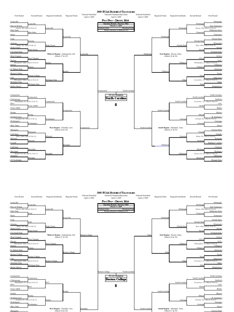 My March Madness Bracket PDF National Collegiate Athletic